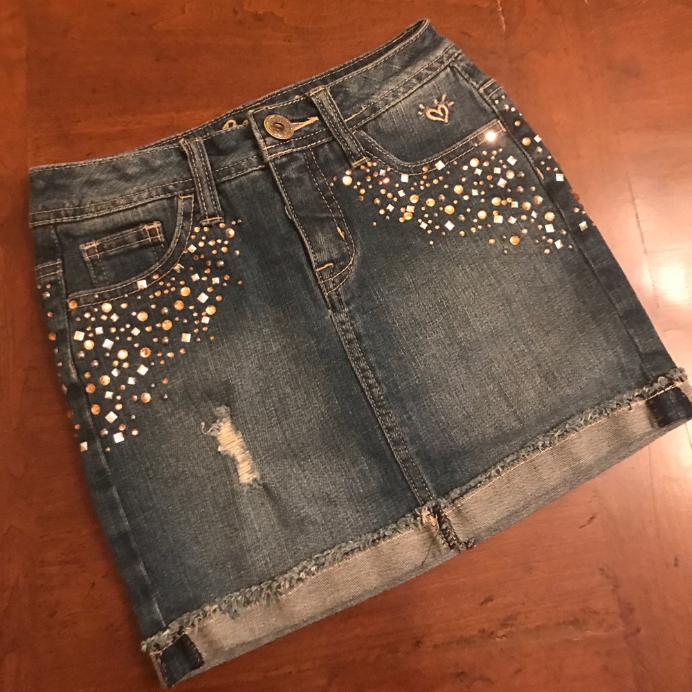Embellished Denim Skirt